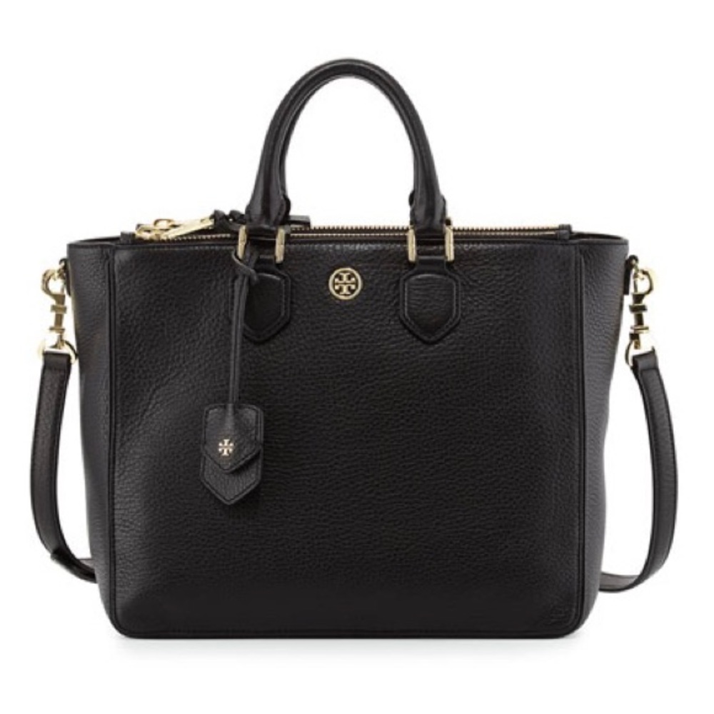 Tory Burch Robinson Leather Satchel Bag - Black
